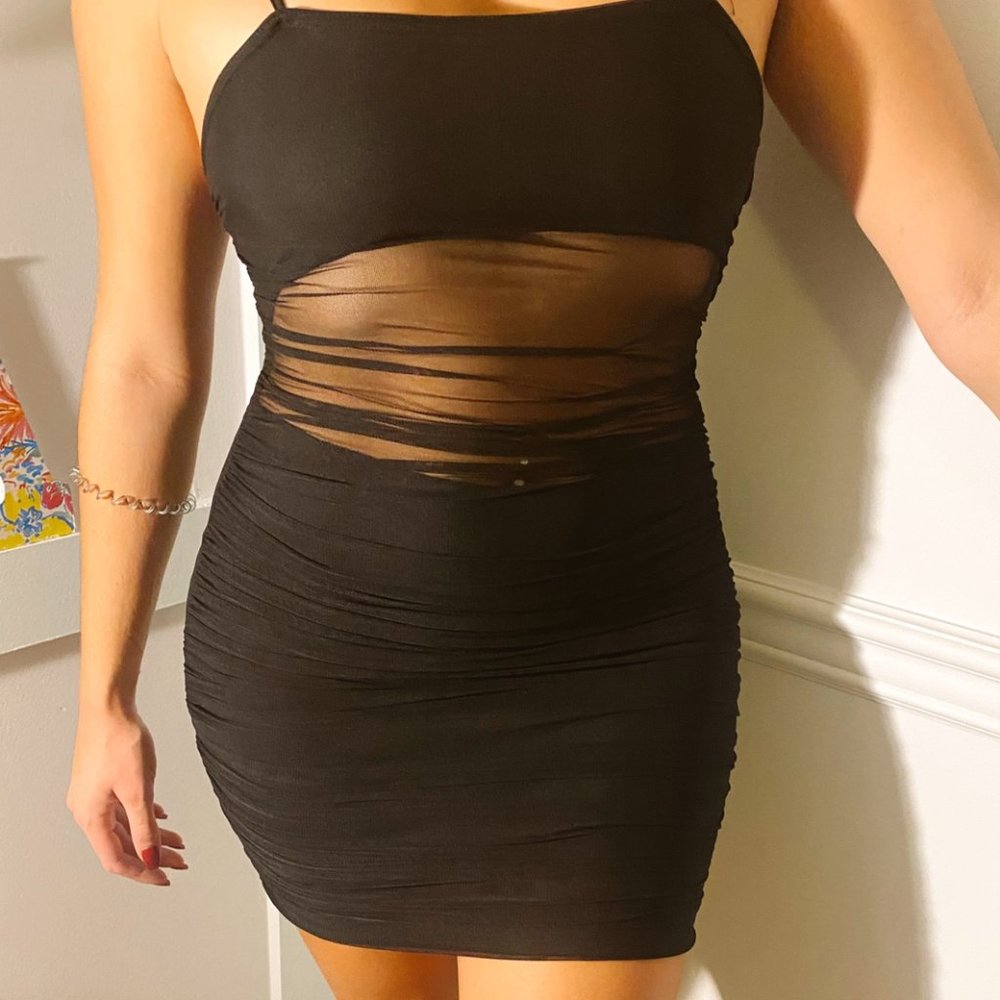 Black bodycon mesh dress brand new PLT - Picture 2 of 4